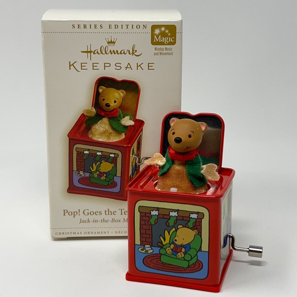 Pop Goes the Teddy Bear Hallmark Keepsake Christmas Ornament Toy 2006 Vintage
